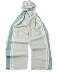 Écharpe en soie à rayures verticales bleu clair