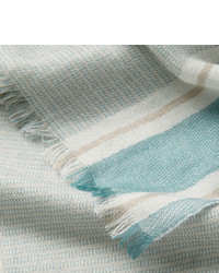 Écharpe en soie à rayures verticales bleu clair Loro Piana