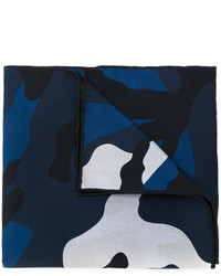 Écharpe en soie camouflage bleu marine Valentino