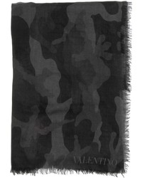 Écharpe en soie camouflage noire