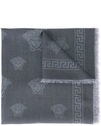Écharpe en soie gris foncé Versace