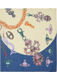 Écharpe en soie imprimée bleu clair Vivienne Westwood