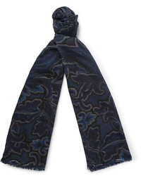 Écharpe en soie imprimée bleu marine Etro
