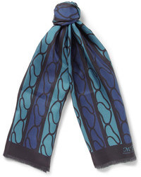 Écharpe en soie imprimée bleu marine Piombo
