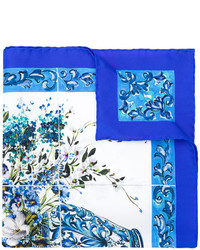 Écharpe en soie imprimée bleue Dolce & Gabbana