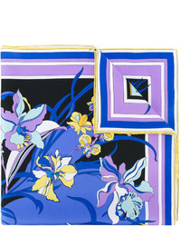Écharpe en soie imprimée bleue Emilio Pucci