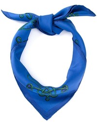 Écharpe en soie imprimée bleue Hermes