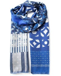 Écharpe en soie imprimée bleue Pierre Louis Mascia