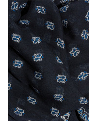 Écharpe en soie imprimée cachemire bleu marine Saint Laurent