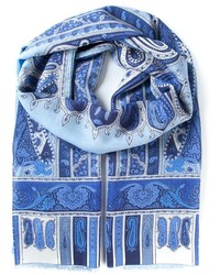 Écharpe en soie imprimée cachemire bleue Etro