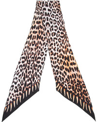 Écharpe en soie imprimée léopard marron clair