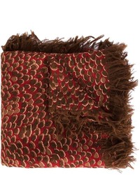 Écharpe en soie imprimée léopard marron foncé