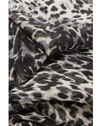 Écharpe en soie imprimée léopard noire Saint Laurent