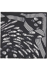 Écharpe en soie imprimée noire et blanche Alexander McQueen