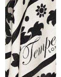 Écharpe en soie imprimée noire et blanche Temperley London