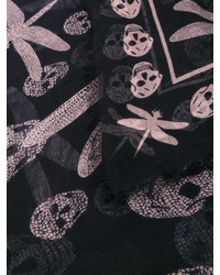 Écharpe en soie imprimée noire Alexander McQueen