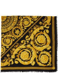 Écharpe en soie imprimée noire Versace