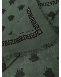 Écharpe en soie imprimée vert foncé Versace