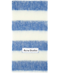 Écharpe en tricot blanc et bleu Acne Studios