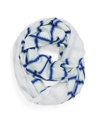 Écharpe imprimée blanc et bleu marine