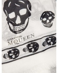 Écharpe imprimée blanche Alexander McQueen