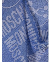 Écharpe imprimée bleu clair Moschino