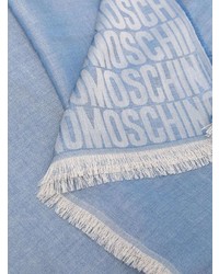 Écharpe imprimée bleu clair Moschino
