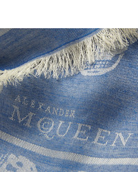 Écharpe imprimée bleu clair Alexander McQueen