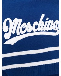 Écharpe imprimée bleu marine et blanc Moschino
