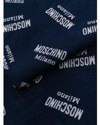Écharpe imprimée bleu marine et blanc Moschino