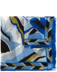 Écharpe imprimée bleue Emilio Pucci