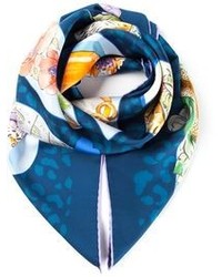Écharpe imprimée bleue Salvatore Ferragamo