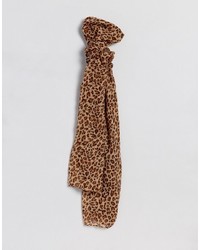 Écharpe imprimée léopard marron clair Reclaimed Vintage