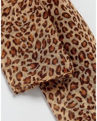Écharpe imprimée léopard marron clair Reclaimed Vintage