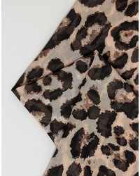 Écharpe imprimée léopard marron clair
