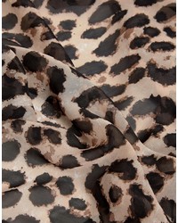 Écharpe imprimée léopard marron clair