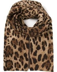 Écharpe imprimée léopard marron Dolce & Gabbana