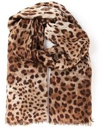 Écharpe imprimée léopard marron Dolce & Gabbana