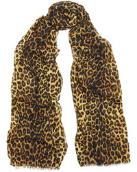 Écharpe imprimée léopard marron Saint Laurent