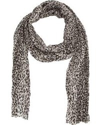 Écharpe imprimée léopard noire et blanche Saint Laurent