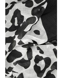 Écharpe imprimée léopard noire Saint Laurent
