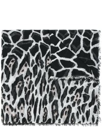 Écharpe imprimée léopard noire Roberto Cavalli