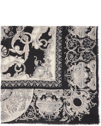 Écharpe imprimée noire et blanche Versace