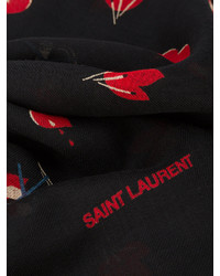Écharpe imprimée noire Saint Laurent