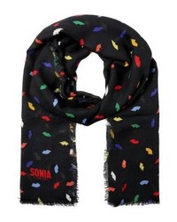 Écharpe imprimée noire Sonia Rykiel