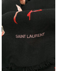 Écharpe imprimée noire Saint Laurent