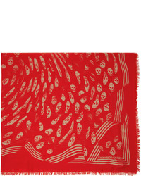 Écharpe imprimée rouge Alexander McQueen