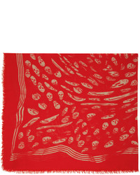Écharpe imprimée rouge Alexander McQueen