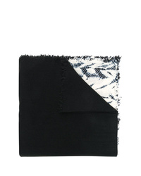 Écharpe imprimée tie-dye noire et blanche