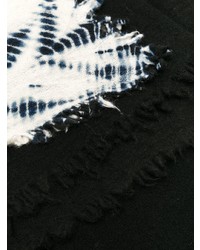 Écharpe imprimée tie-dye noire et blanche Suzusan